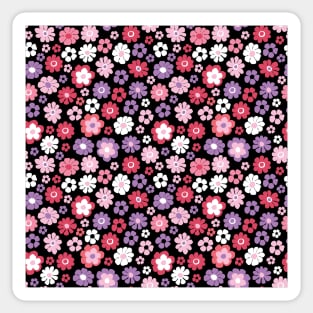 BLACK PINK PURPLE RETRO FLORAL FLOWERS VINTAGE Sticker